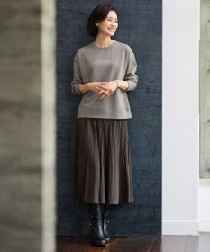 J.PRESS LADIES L 【洗える】パウダリージャージー ランダムプリーツ スカート