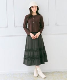 Feroux 胸元刺繍パールニット カーディガン