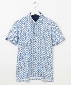 23区GOLF 【MEN】【吸水速乾/UVカット】アザミ小紋柄半袖ポロシャツ