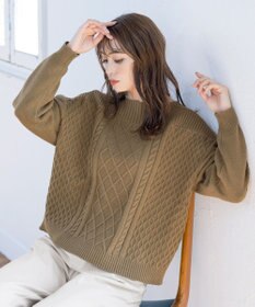 Tiaclasse 【洗える】ケーブル編みドルマンニットトップス