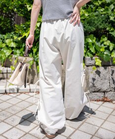 WEGO 【ウエストゴム】サイドリボンパラシュートパンツ