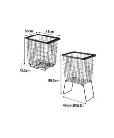 tower 折り畳み脚付きランドリーバスケット タワー ブラック