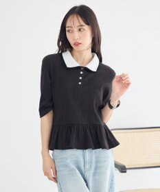 earth music&ecology ダブル衿ペプラムプルオーバー