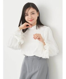 earth music&ecology チュール袖スタンドカラートップス