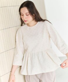 #Newans 【洗濯機可】ジャガ―ドドットペプラムブラウス オフ