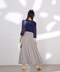 Tiaclasse L 【洗える】ギャザーネックレースブラウス