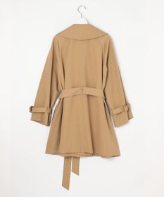 Feroux 【洗える】ラッフルカラーミドル丈 トレンチ