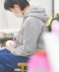 ちょうちん堂 【あかり道】〈手書絵付〉古典菊 ちょうちん ライト