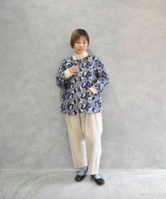 muuc 〈特別感溢れる全面刺繍〉庭椿の刺繍 ノーカラーショートコート 吸湿発熱 日本製 軽く希少な限定素材