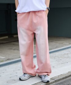 WEGO 【ウエストゴム/らくらくパンツ】アシッドウォッシュグラフィックスウェットパンツ