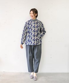 muuc 〈特別感溢れる全面刺繍〉庭椿の刺繍 ノーカラーショートコート 吸湿発熱 日本製 軽く希少な限定素材