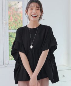 Tiaclasse 【新色追加】ギャザー切り替えフレアプルオーバー