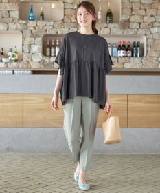 Tiaclasse 【新色追加】ギャザー切り替えフレアプルオーバー