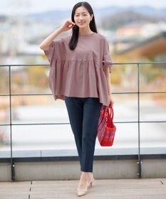 Tiaclasse 【新色追加】ギャザー切り替えフレアプルオーバー