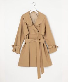 Feroux 【洗える】ラッフルカラーミドル丈 トレンチ