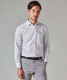 GOTAIRIKU 春夏向け【形態安定】SUMMERPREMIUMPLEATS_スモールワイドカラー 長袖ドレスシャツ（ストライプ/チェック）