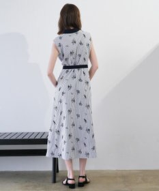 YECCA VECCA ストライプ柄フラワー刺繍ワンピース