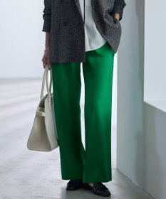 ICB ドライリネンストレッチ ワイドストレートパンツ グリーン