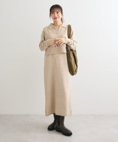 Green Parks ＳＥＴ２点ケーブルベスト＋ニットワンピース