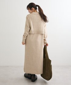 Green Parks ＳＥＴ２点ケーブルベスト＋ニットワンピース