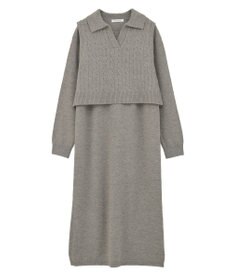 Green Parks ＳＥＴ２点ケーブルベスト＋ニットワンピース