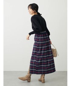 Green Parks ベルトデザインチェックＩラインスカート