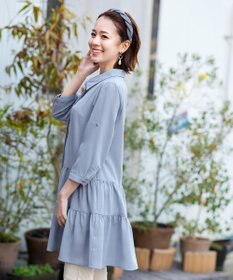 Tiaclasse L 【洗える】1枚で大人華やぐ2段ティアードシャツチュニック