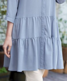 Tiaclasse L 【洗える】1枚で大人華やぐ2段ティアードシャツチュニック