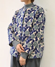 muuc 〈特別感溢れる全面刺繍〉庭椿の刺繍 ノーカラーショートコート 吸湿発熱 日本製 軽く希少な限定素材