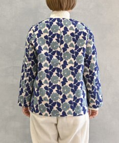 muuc 〈特別感溢れる全面刺繍〉庭椿の刺繍 ノーカラーショートコート 吸湿発熱 日本製 軽く希少な限定素材