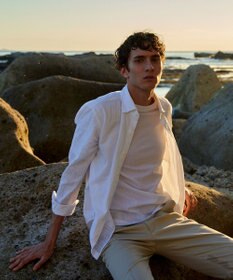 JOSEPH ABBOUD 【キングサイズ・オーガニックコットン使用】オーガニックコードストライプ ホワイトシャツ