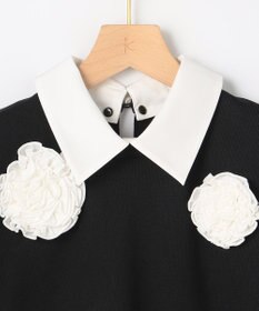 組曲 S 【組曲×setsuko sagittaire】ボンボンフラワー襟付き ニット