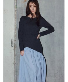 Te chichi 【宮本茉由着用】リブニットドッキングアシメワンピース