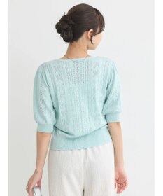 earth music&ecology リボン柄透かし編みニットカーディガン