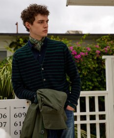 JOSEPH ABBOUD 【洗える】フランドルリネンボーダーカーディガン