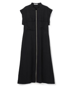 BEIGE， BERNARD / リネン混 フロントジップ スタンドカラードレス