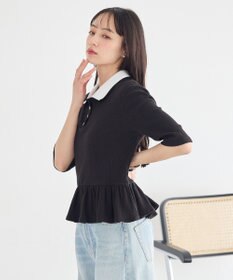 earth music&ecology ダブル衿ペプラムプルオーバー