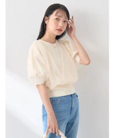 earth music&ecology チュールドッキング半袖ニットプルオーバー