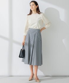 組曲 【洗える】バイカラージョーゼットバックリボン ブラウス