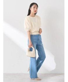 earth music&ecology チュールドッキング半袖ニットプルオーバー