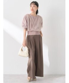 earth music&ecology チュールドッキング半袖ニットプルオーバー