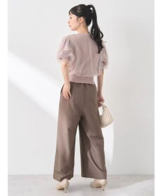 earth music&ecology チュールドッキング半袖ニットプルオーバー