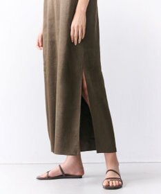 BEIGE， MICA / リネンブレンドノースリーブロングドレス