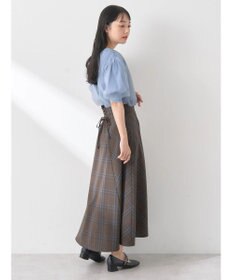 earth music&ecology チュールドッキング半袖ニットプルオーバー