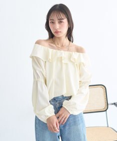 earth music&ecology 2wayオフショルバルーンヘムフリルブラウス