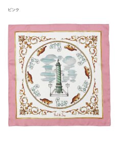 MOONBAT PAUL&JOE ACCESSOIRES(ポール & ジョー) シルクスカーフ 空 オーステルリッツ記念柱 ネコと毛糸 気球 65cm×65cm 手洗いOK