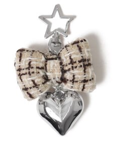 WEGO ツイードリボンハートキーホルダー