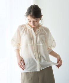 YECCA VECCA バルーンスリーブシアーシャツ