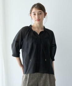 YECCA VECCA バルーンスリーブシアーシャツ