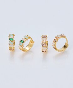 Phoebe グレースカラービジューフープピアス　マルチカラー